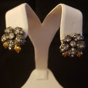 Joan Rivers Vintage Floral Pierced Earrings black